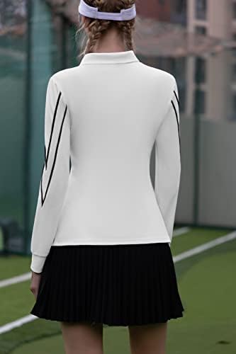 ג'ק סמית 'נשים גולף חולצות פולו רוכסן שרוול ארוך שרוול ארוך-חותמות טניס טניס סני