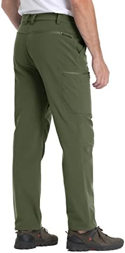 מכנסי טיול של Magcomsen לגברים צמר צמר חורף שלג שלג עמיד למים מכנסיים רכה מכנסי עבודה חיצוניים עם 5 כיסים