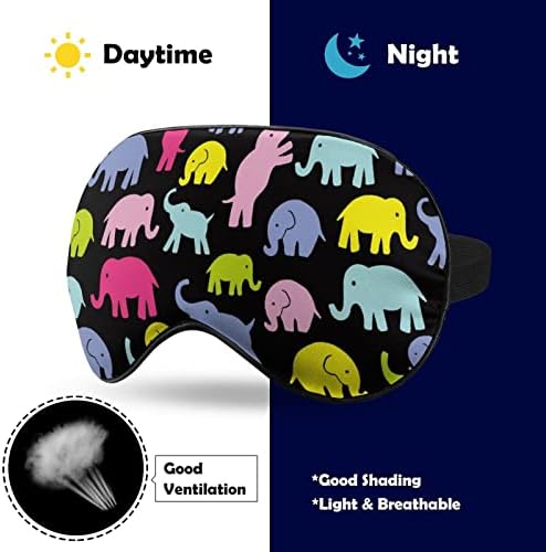 פילים צבעוניים מדפיסים מסיכת עיניים אור חוסמת מסכת שינה עם רצועה מתכווננת לטיולים משמרת שינה