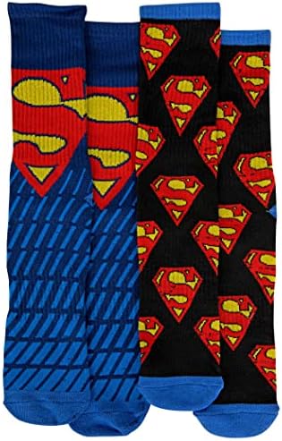 סופרמן לוגו דהייה וסמלים 2-זוג חבילה של צוות גרביים