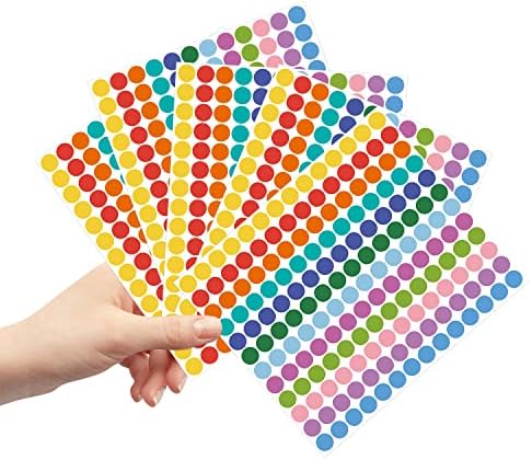 רגלטו 3360 יחידות עגול צבעוני דוט מדבקות לפעוטות ניירות הוראה, 3/4 קוטר צבע קידוד תוויות, מעגל נקודות מדבקות ב 12 צבעים עבור משרד,תלמיד בכיתה