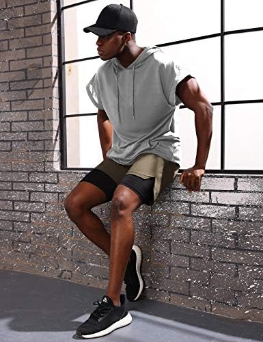 אימון גברים של אימון סלעית גופיות 1/4 רוכסן ללא שרוולים הסווטשרט עם כיס כושר פיתוח גוף מנותק שרירים חולצות