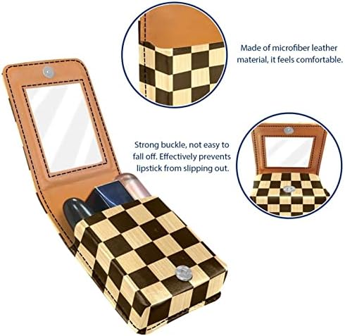 שחמט לוח איפור שפתון מחזיק מקרה עבור מחוץ מיני שפתון מקרה עם מראה נסיעות שפתון פאוץ