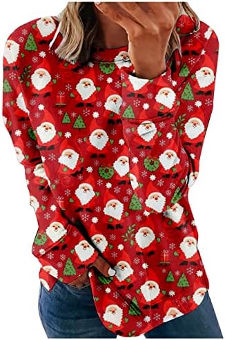 צוות צוואר חולצות נשים סקופ צוואר חג המולד הדפסת חולצה לא הוד כולל נשים בסוודרים סוודרים
