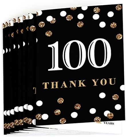 נקודה גדולה של אושר יום הולדת 100 למבוגרים - זהב - מסיבת יום הולדת כרטיסי תודה