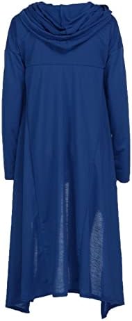 סווטשירטים של שרוול ארוך מזדמן של Beuu עם כיס תלבושות ליל כל הקדושים לנשים מדפיסים קפוצ'ונים של שולי רופפים אסימטריים